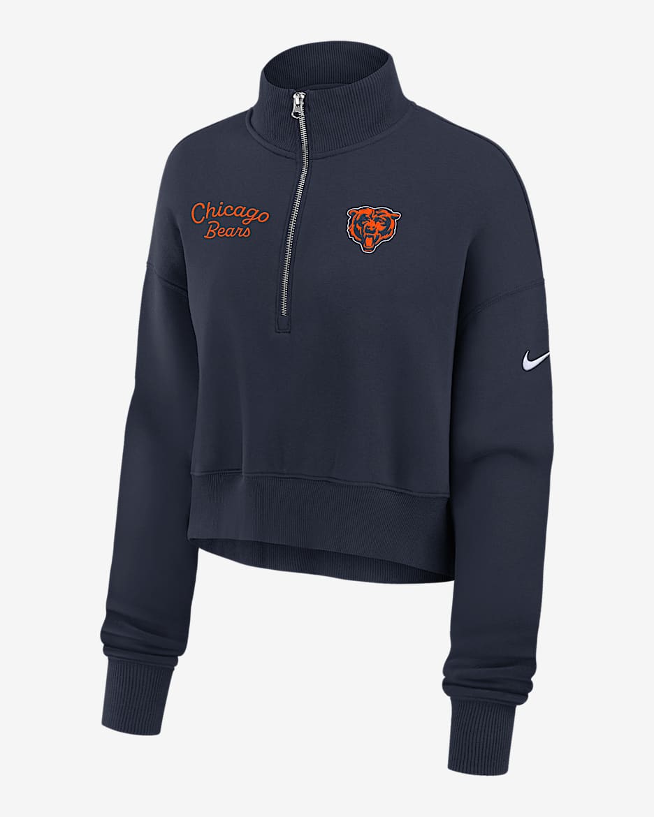 Chicago Bears Phoenix Women's Nike NFL Cropped 1/4-Zip Crew
